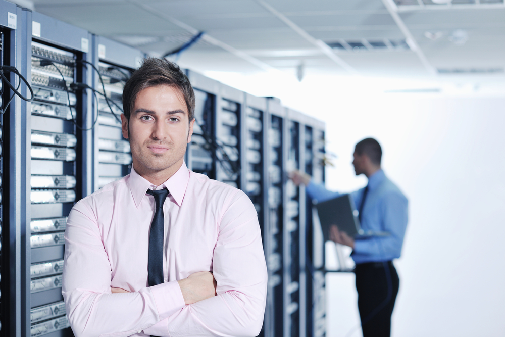 man standing in front of virtual data room