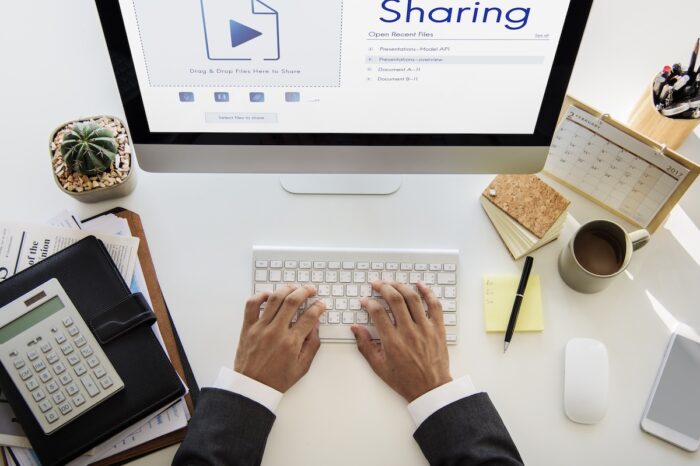 File sharing on computer screen